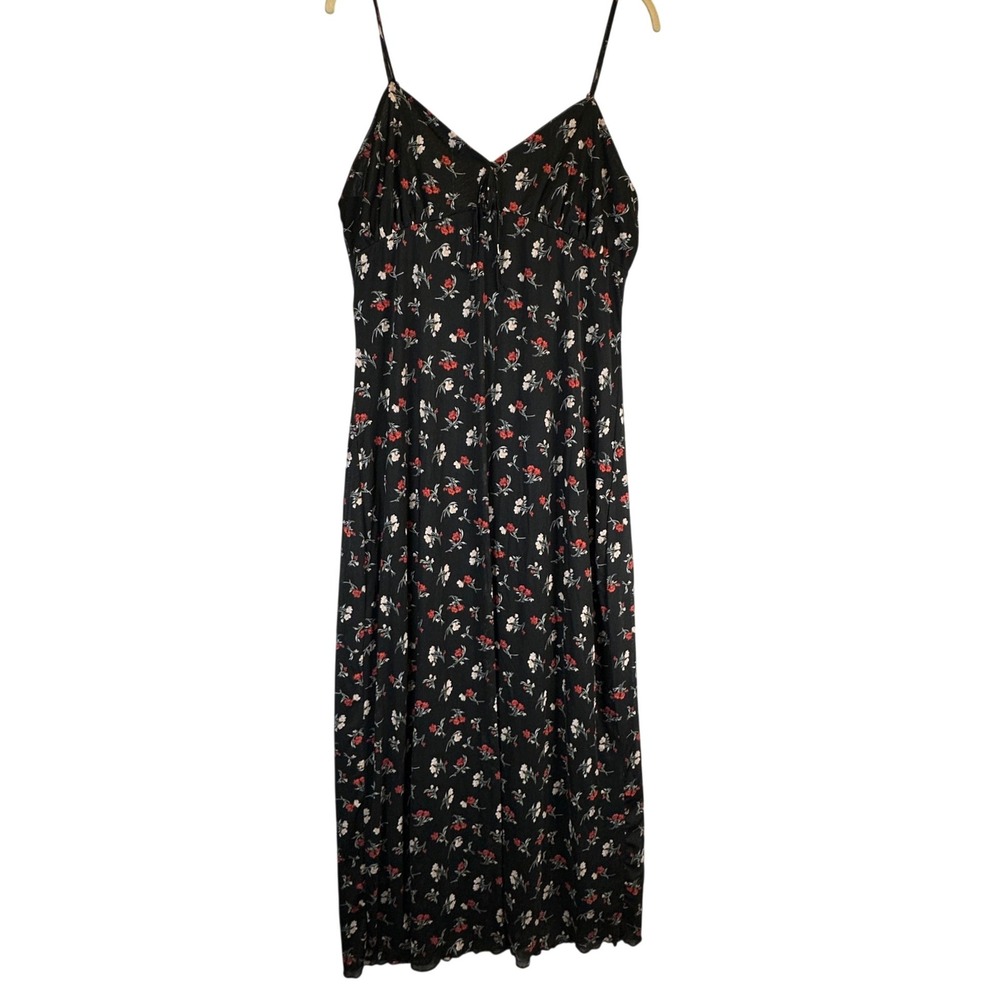 Ultra Flirt XL Black Floral Midi Slip Dress RK529130 Y2K Grunge Fairycore